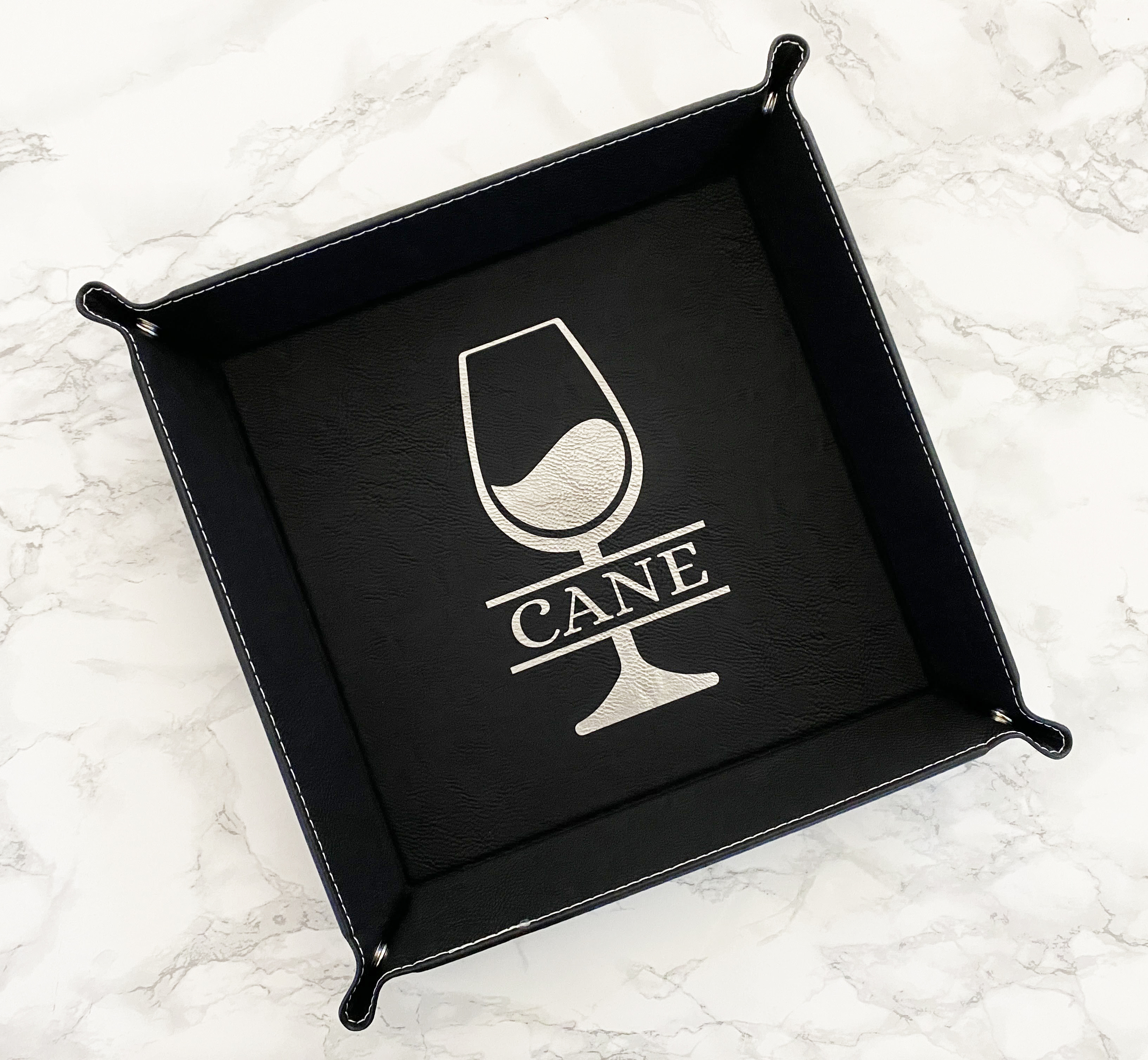 Monogram wine valet tray